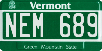 VT license plate NEM689