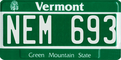 VT license plate NEM693