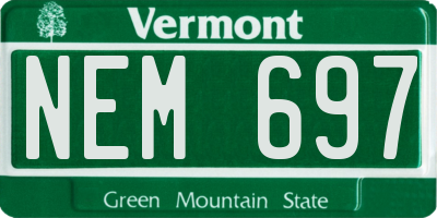 VT license plate NEM697
