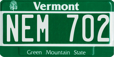 VT license plate NEM702