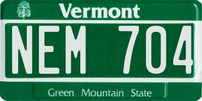 VT license plate NEM704