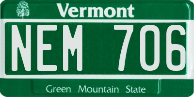 VT license plate NEM706
