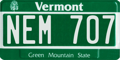 VT license plate NEM707