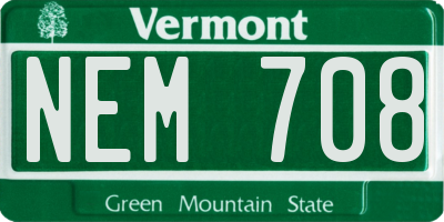 VT license plate NEM708