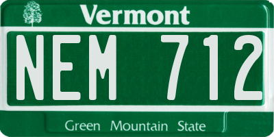 VT license plate NEM712