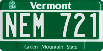 VT license plate NEM721