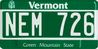 VT license plate NEM726