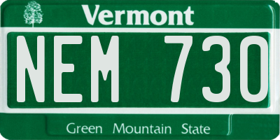 VT license plate NEM730