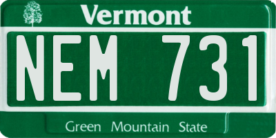 VT license plate NEM731