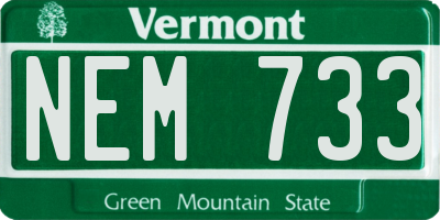 VT license plate NEM733