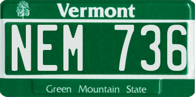 VT license plate NEM736