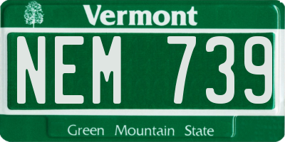 VT license plate NEM739