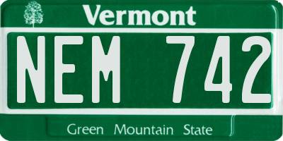 VT license plate NEM742