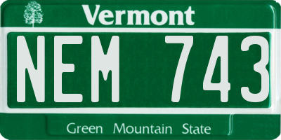 VT license plate NEM743