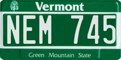 VT license plate NEM745