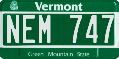 VT license plate NEM747