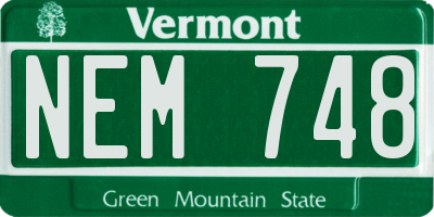 VT license plate NEM748