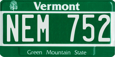 VT license plate NEM752