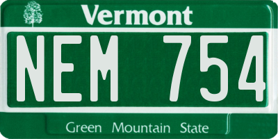 VT license plate NEM754