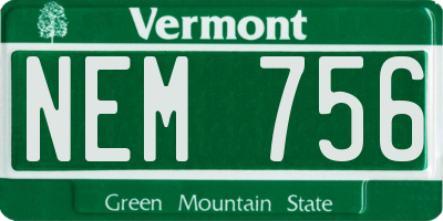 VT license plate NEM756