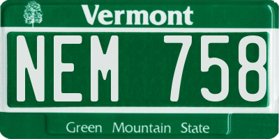 VT license plate NEM758