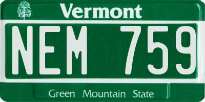 VT license plate NEM759