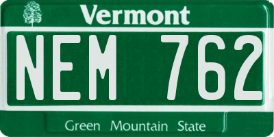 VT license plate NEM762
