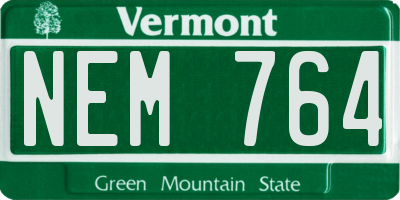 VT license plate NEM764