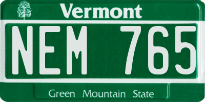 VT license plate NEM765