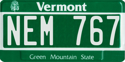 VT license plate NEM767
