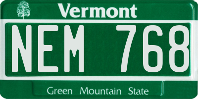 VT license plate NEM768