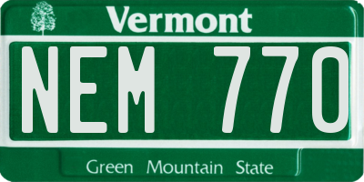 VT license plate NEM770