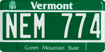 VT license plate NEM774
