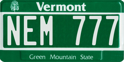 VT license plate NEM777