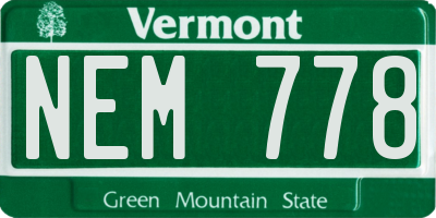 VT license plate NEM778