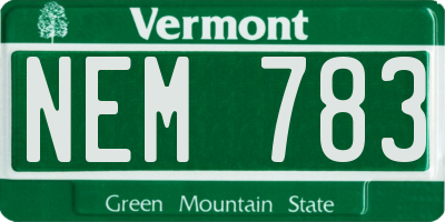 VT license plate NEM783