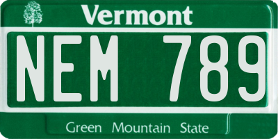 VT license plate NEM789