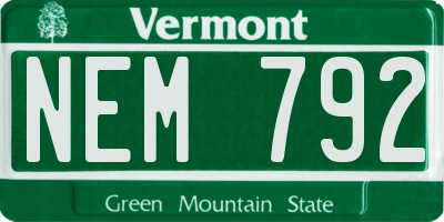 VT license plate NEM792