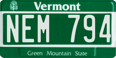 VT license plate NEM794