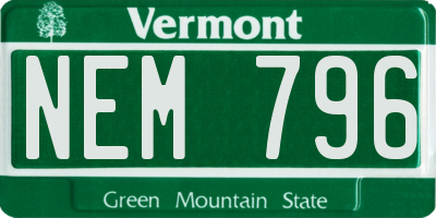 VT license plate NEM796