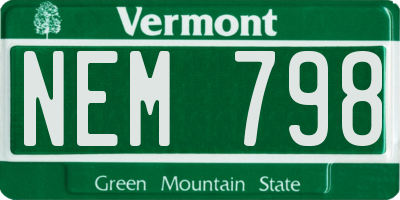 VT license plate NEM798