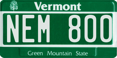 VT license plate NEM800