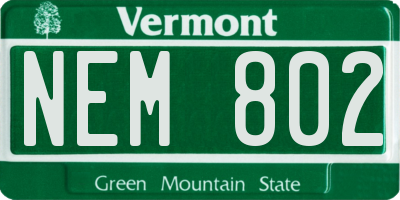 VT license plate NEM802