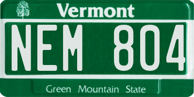 VT license plate NEM804