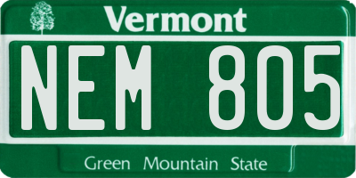 VT license plate NEM805