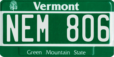 VT license plate NEM806