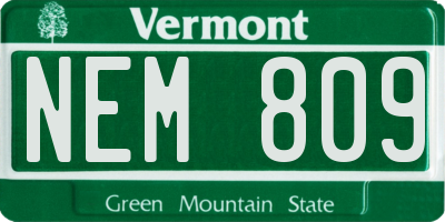 VT license plate NEM809