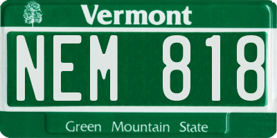 VT license plate NEM818