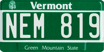 VT license plate NEM819
