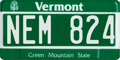 VT license plate NEM824